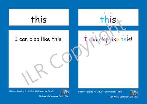 ILR Flash Word Sentence Cards Set 1